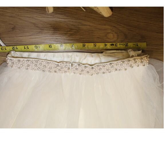 Sherri Hill Ivory Tulle Maxi Skirt Beaded Waist Formal Bridal Prom Size 2 - Picture 6 of 7